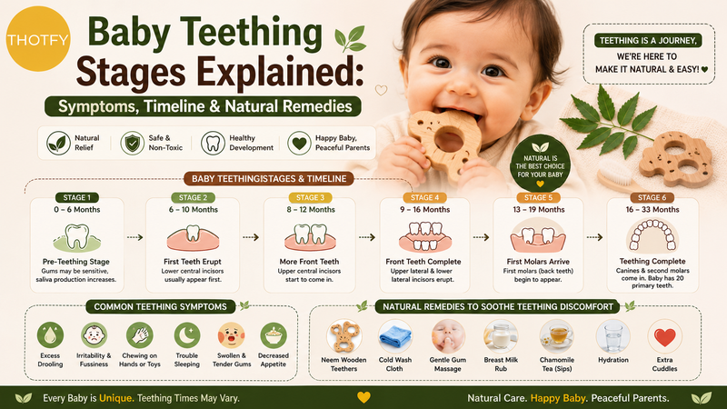 Baby Teething Stages: Symptoms, Timeline & Best Natural Remedies for Babies in India (2026 Guide)