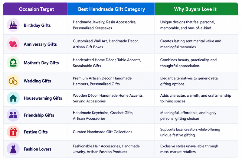 Handmade gift guide infographic
