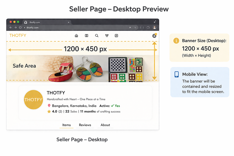 Seller page desktop preview mockup