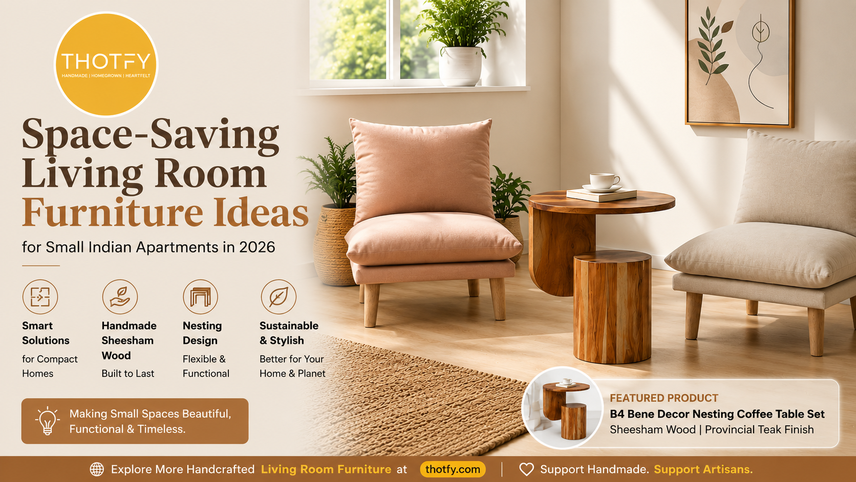 Space-Saving Living Room Furniture Ideas for Small Indian Apartments (2026)