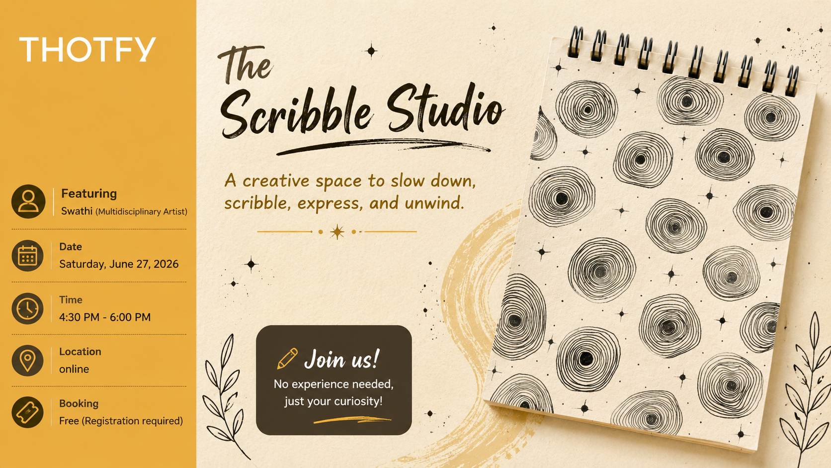 The Scribble Studio: Free Mindful Doodling Workshop | Thotfy Events