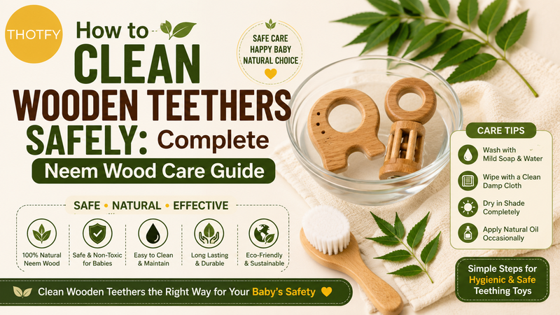 How to Clean Wooden Teethers Safely: Complete Neem Wood Teether Care Guide