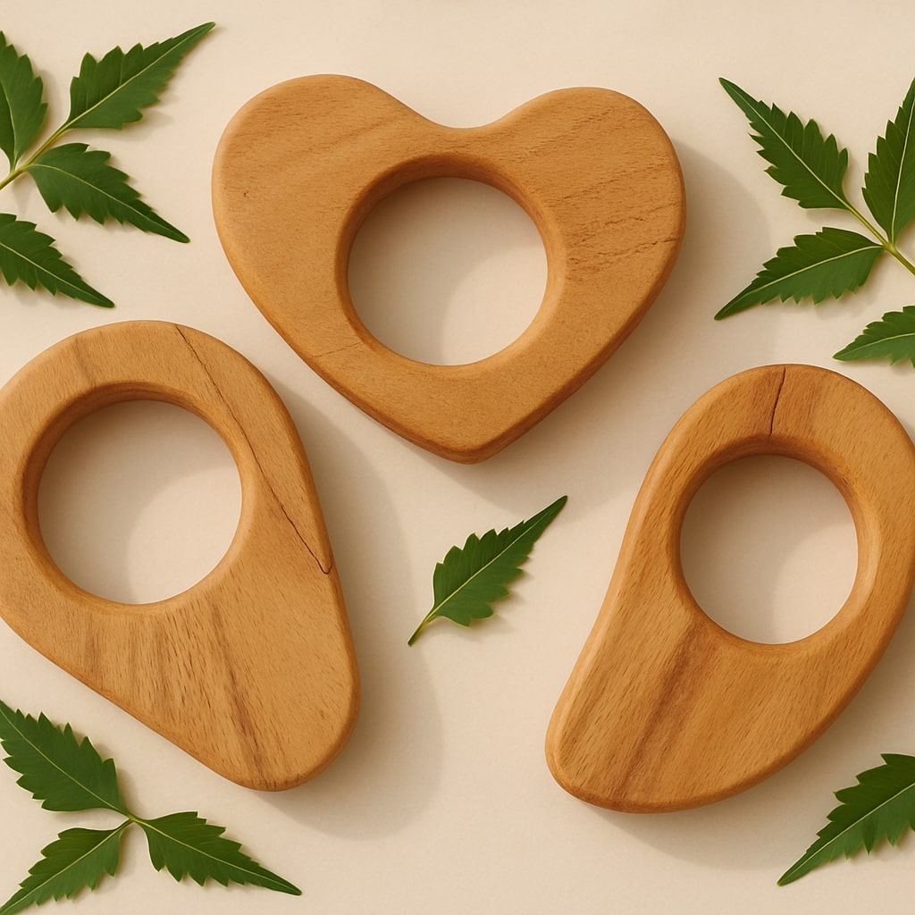 Antibacterial Neem Wood Baby Teethers | Natural & Safe Wooden Teething Toys for Babies (0–3 Years)
