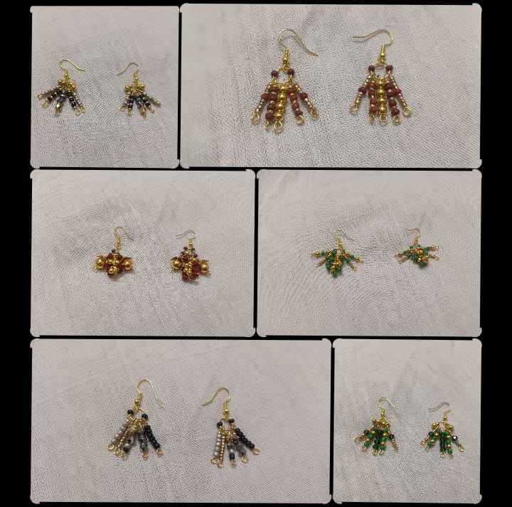 Artisan Cluster & Fringe Beaded Dangle Earrings
