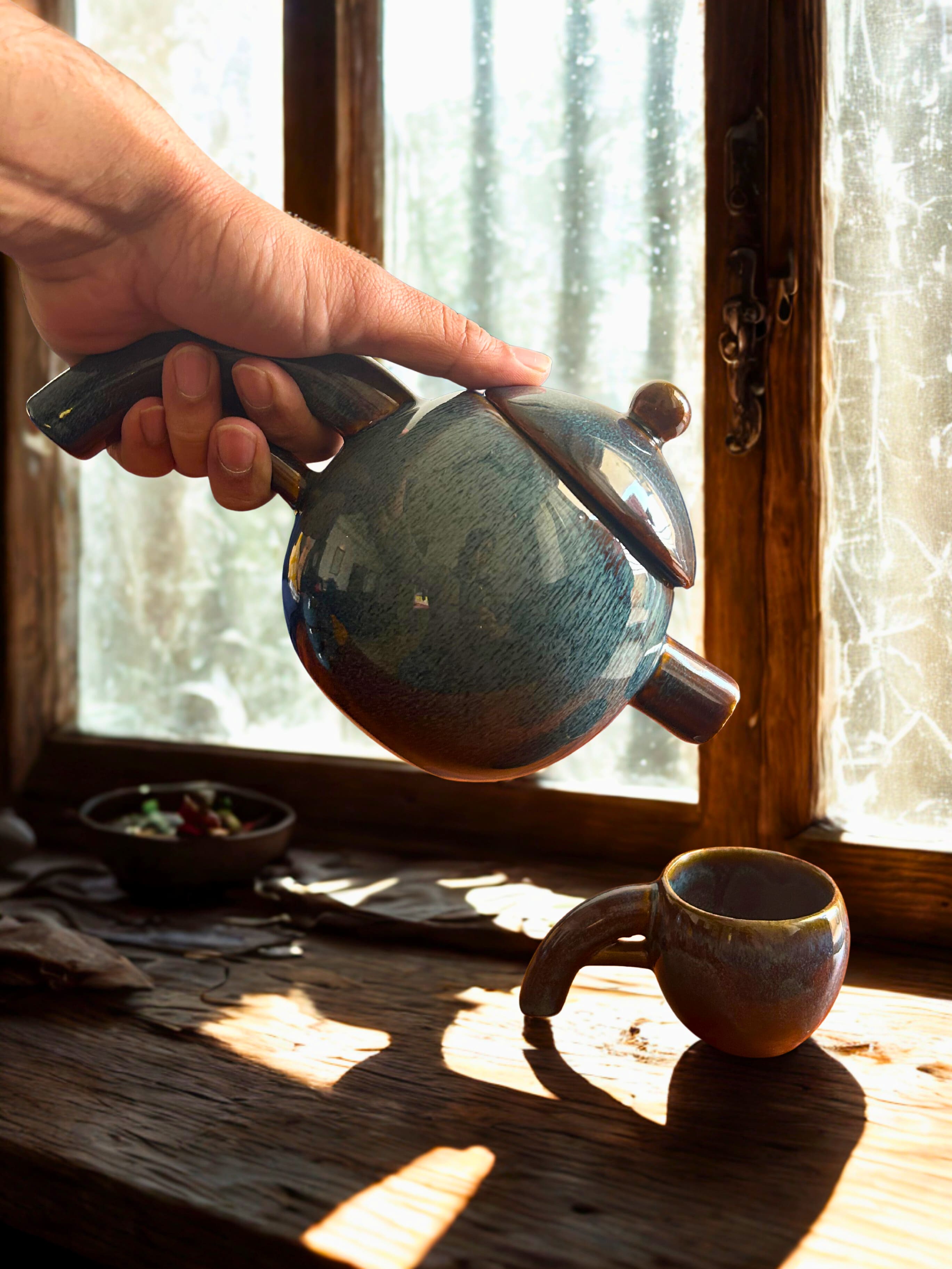 Artisan Indigo Blue Tea Set for Six | Handcrafted Ceramic Tea Set Online India