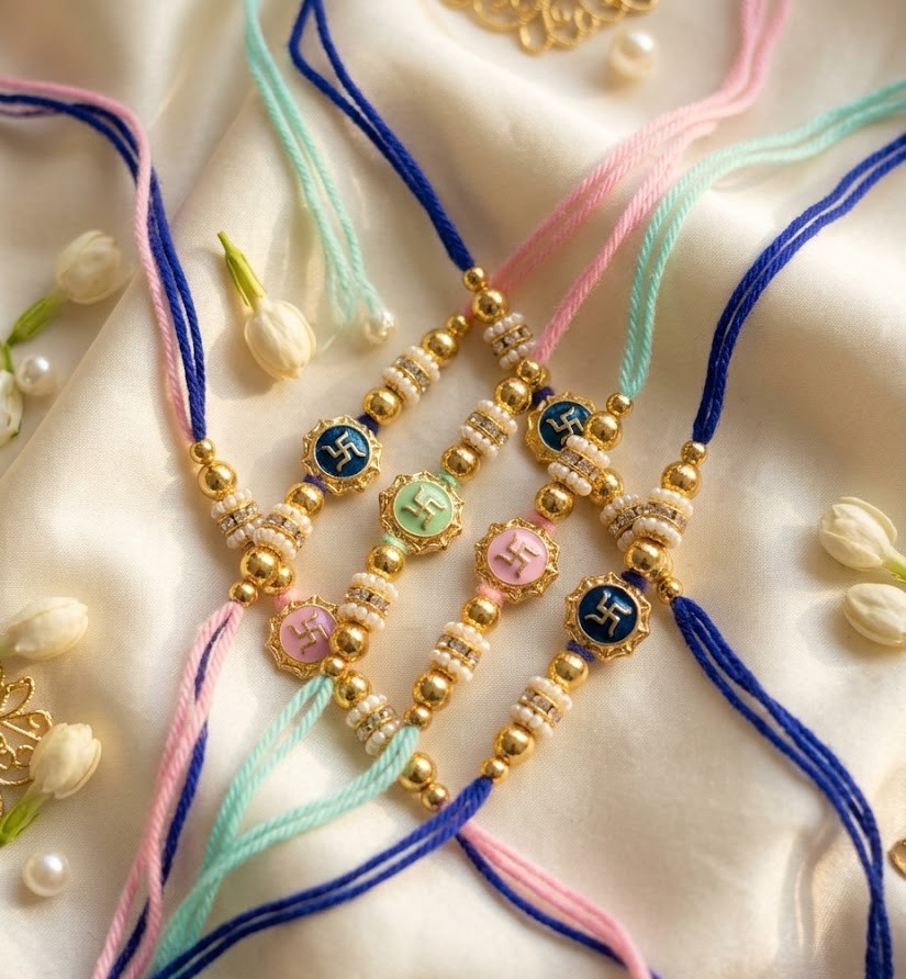 Auspicious Swastik Pearl Rakhi