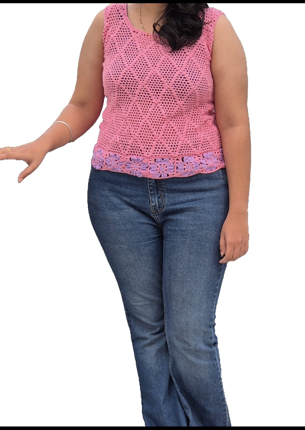 Baby Pink Diamond Stitch Hand-Crochet Summer Top