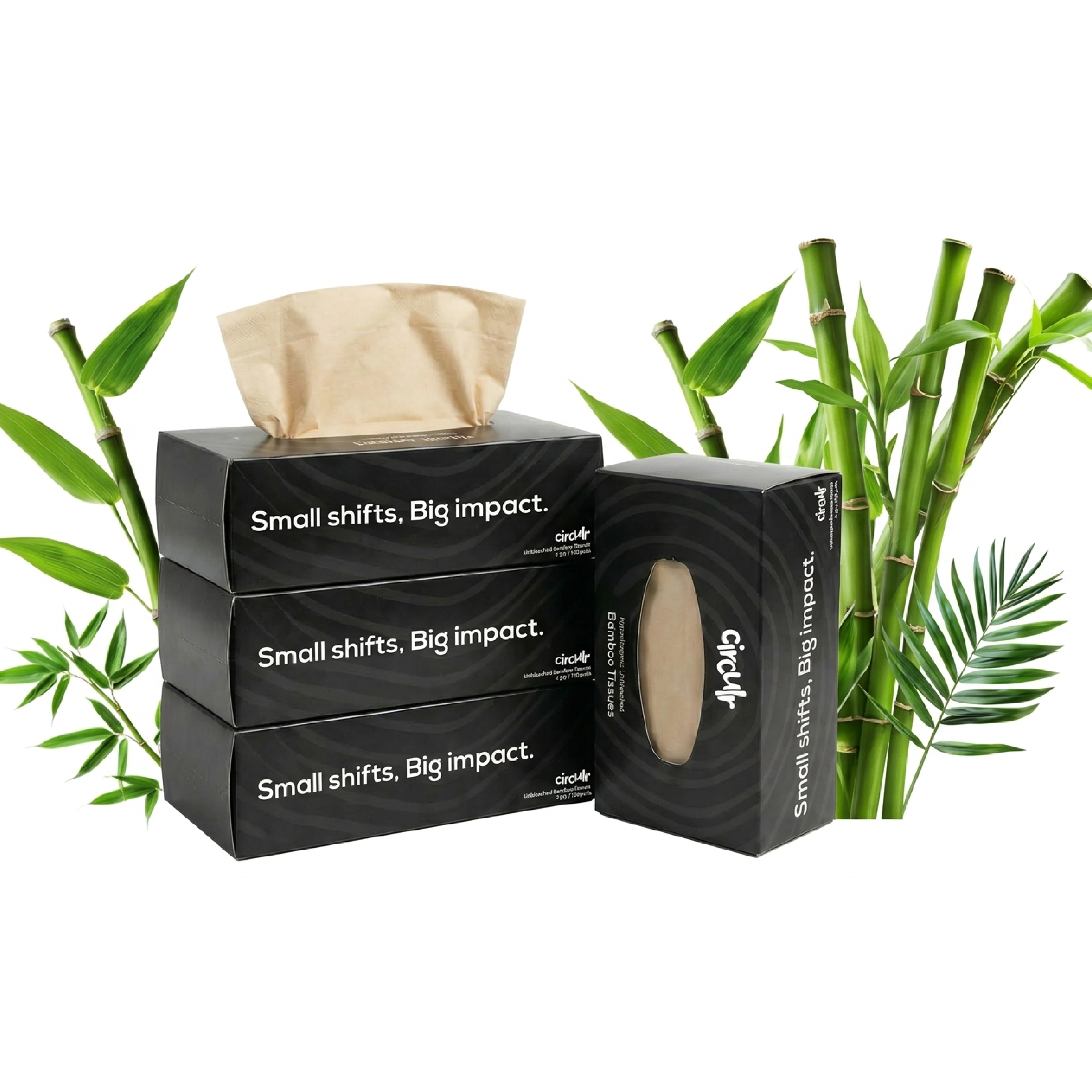Bamboo Facial Tissues Black (2 Ply | 100 Pulls)