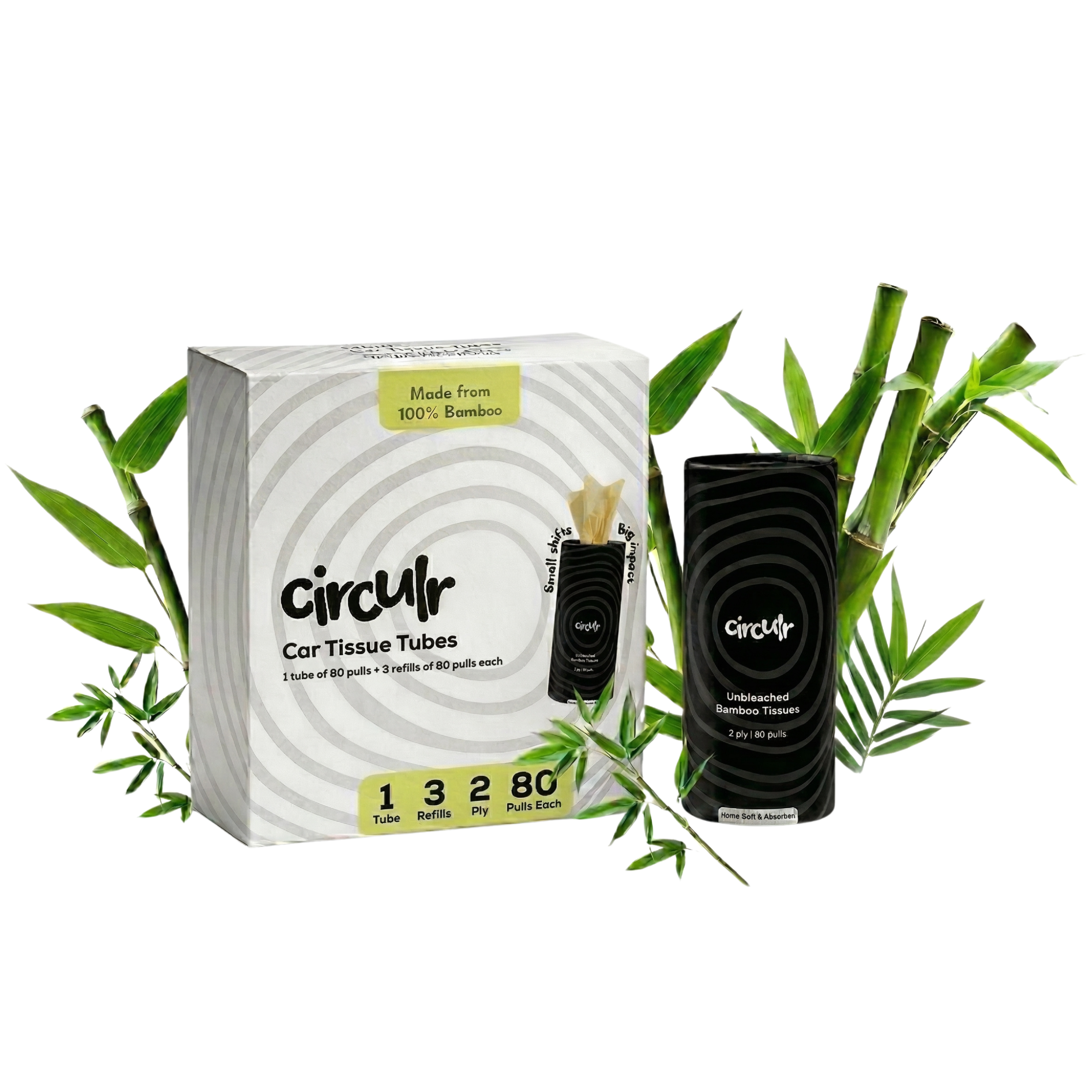 Bamboo Tissue Tube Black (1 Tube + 3 Refills)