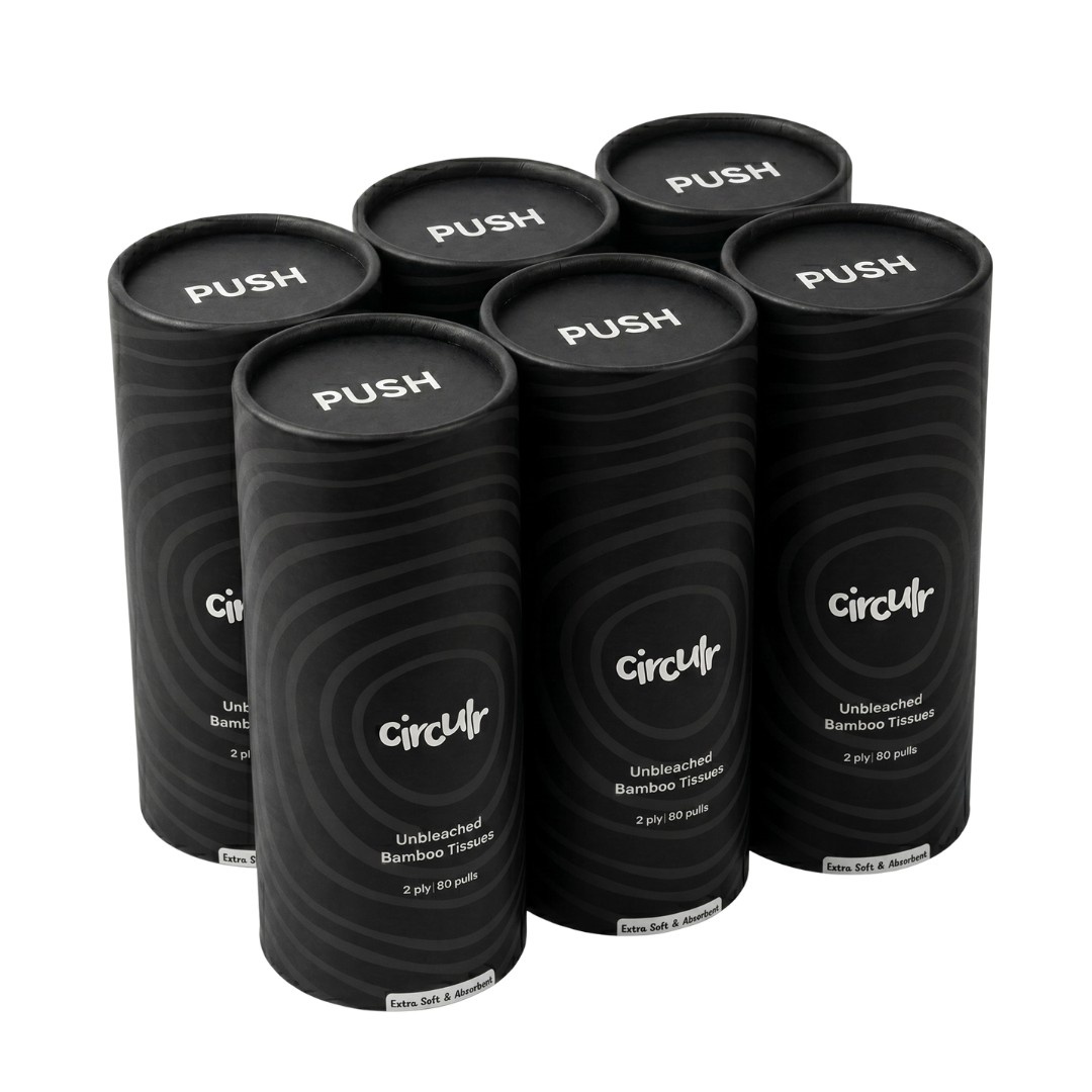 Bamboo Tissue Tube Black (Pack of 2)( Pack Of 6)