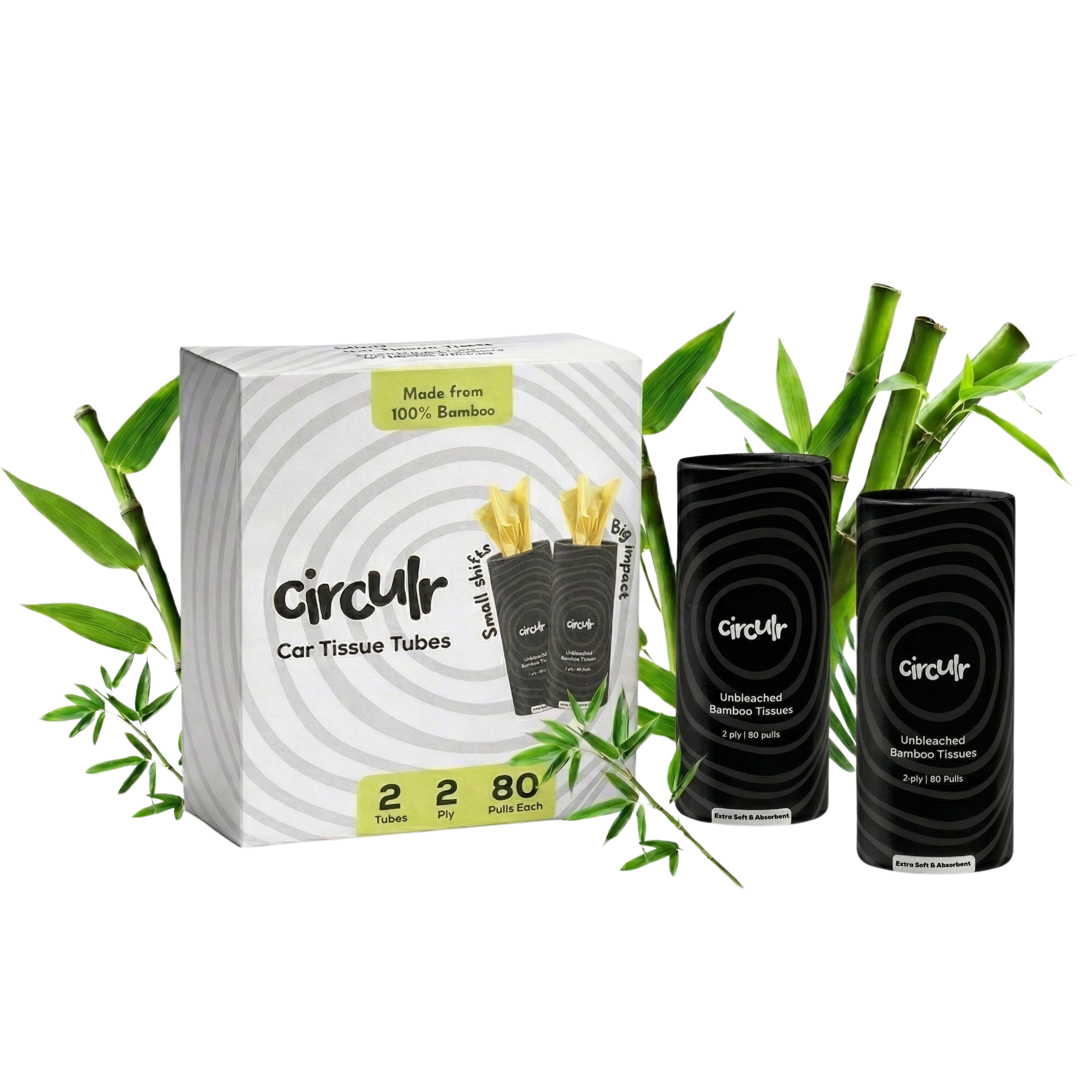 Bamboo Tissue Tube Black (Pack of 2)