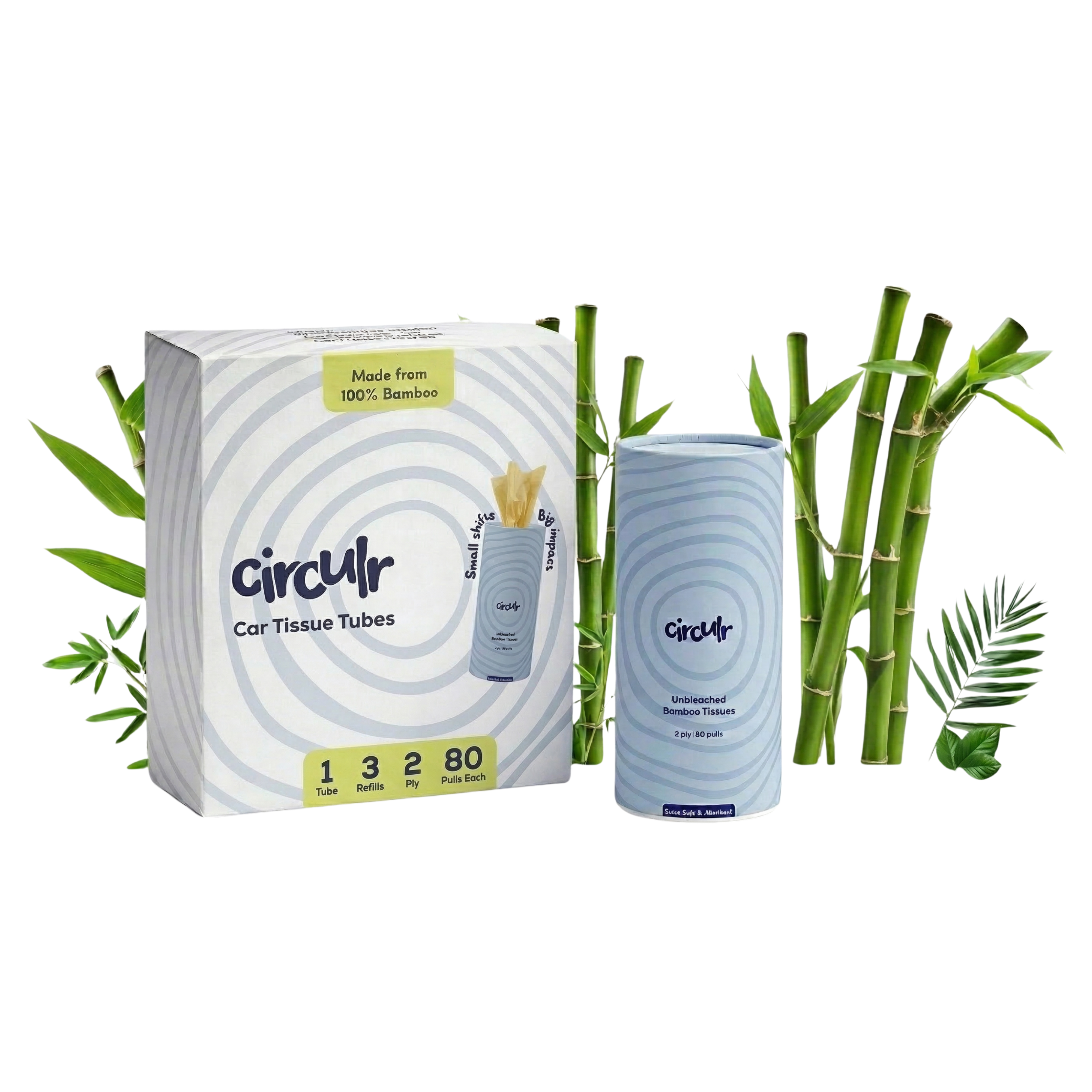 Bamboo Tissue Tube Blue (1 Tube + 3 Refills)