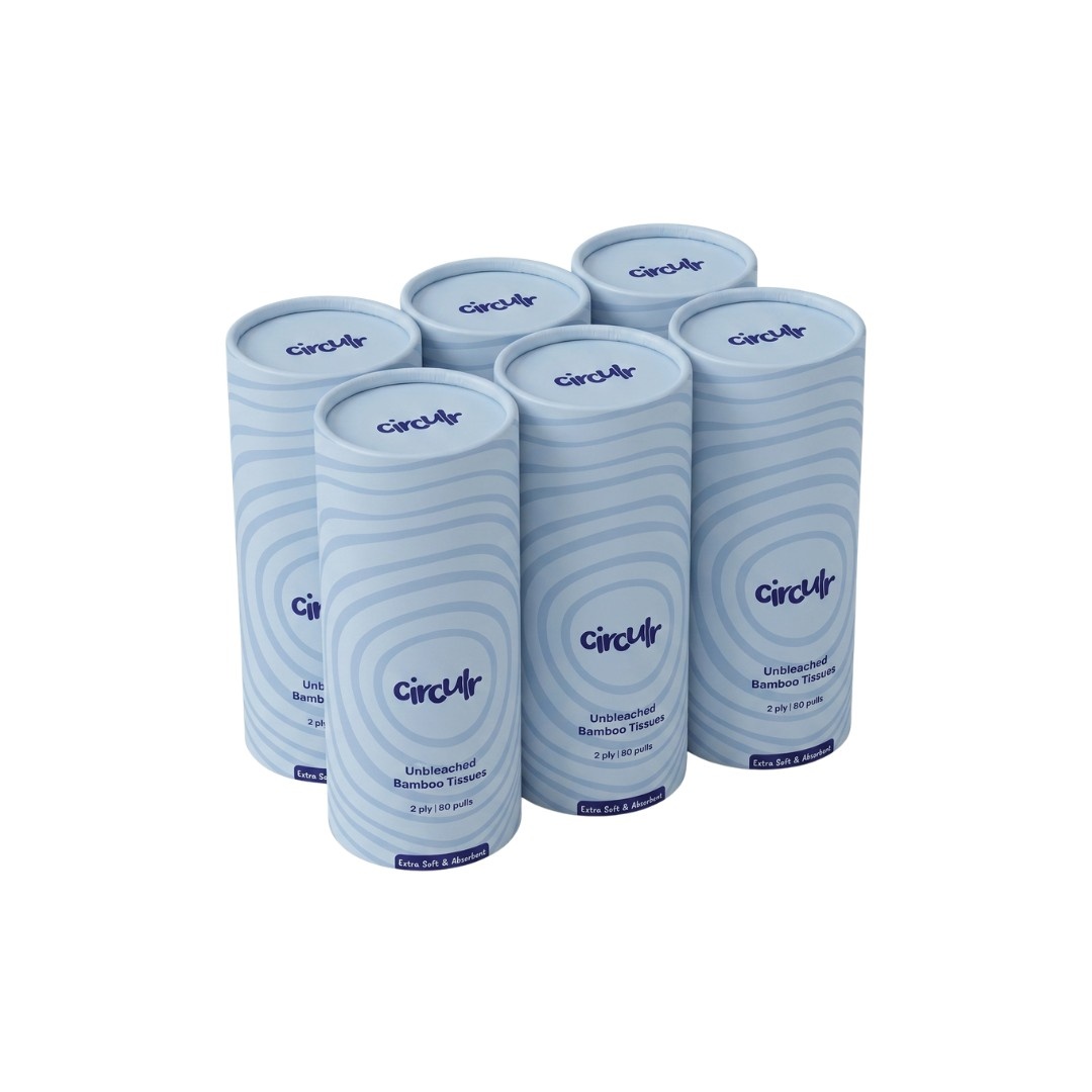 Bamboo Tissue Tube Blue (Pack of 2) (Pack Of 6)