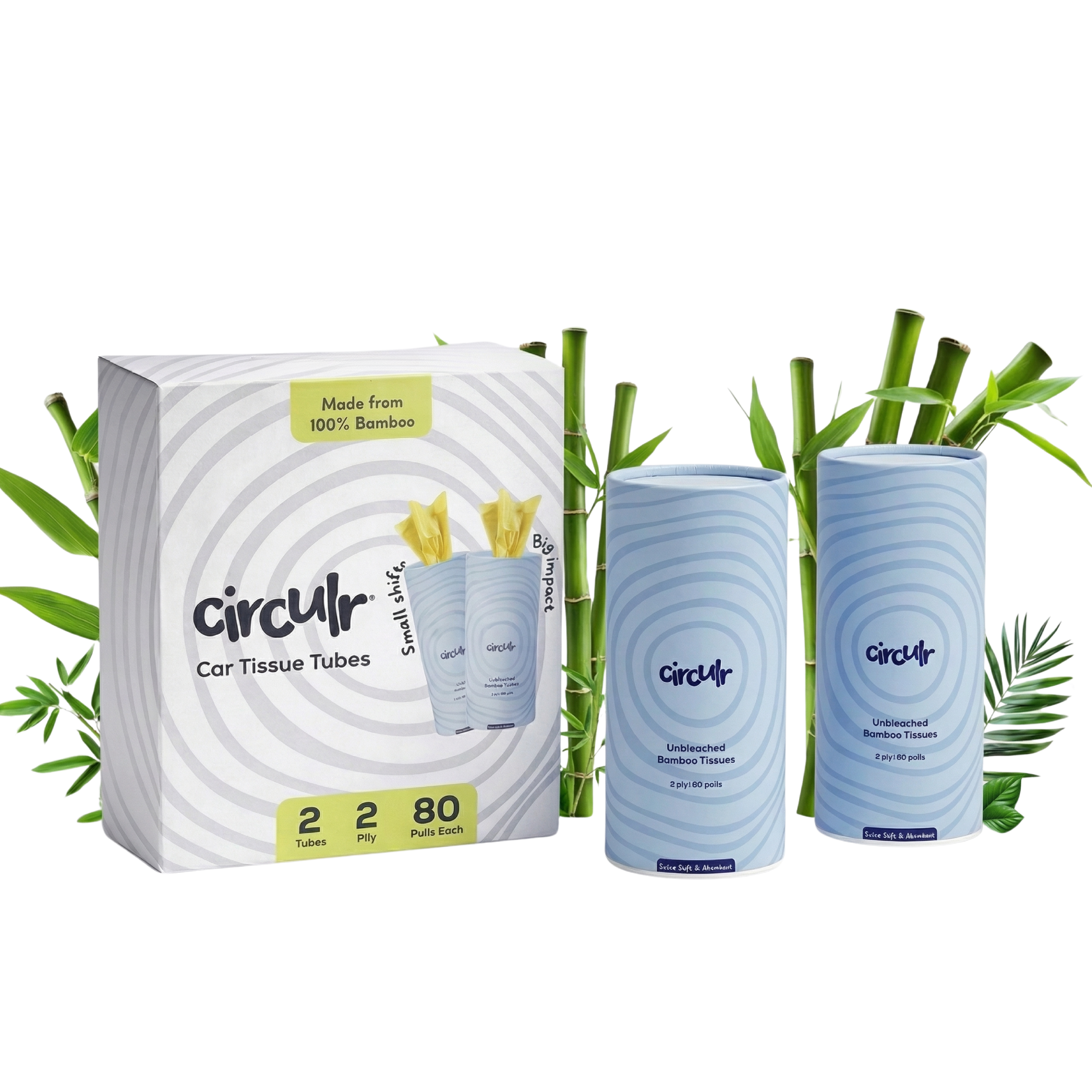 Bamboo Tissue Tube Blue (Pack of 2)