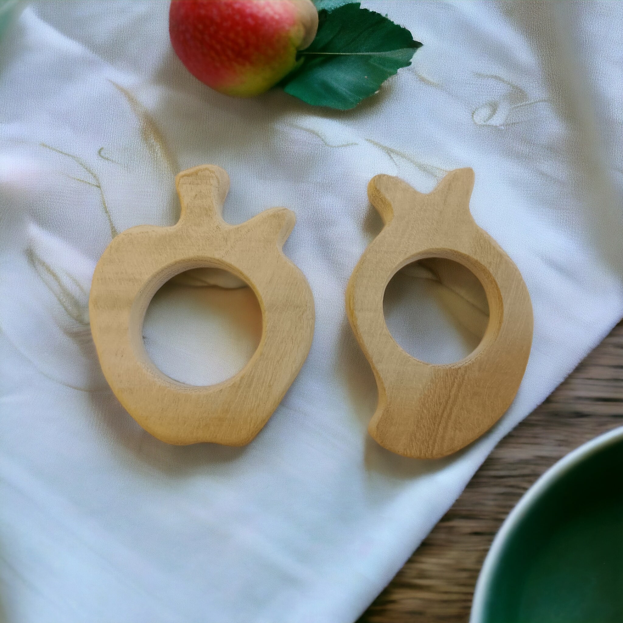 Neem Wooden Baby Teethers (Apple & Mango) | Natural Antibacterial Teething Toys for Babies 0–3 Years