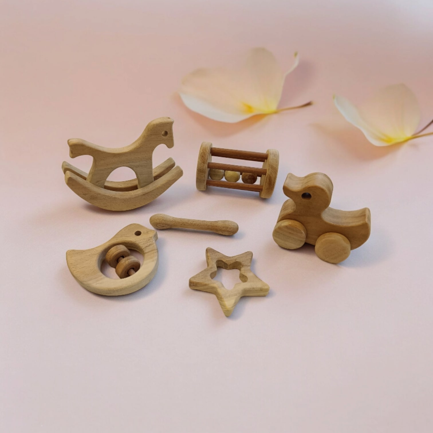 Birthday Gift Neem Wooden Toy Combo for Toddlers – Natural, Antibacterial Wooden Baby Toys, Non-Toxic & Eco-Friendly (0–3 Years)