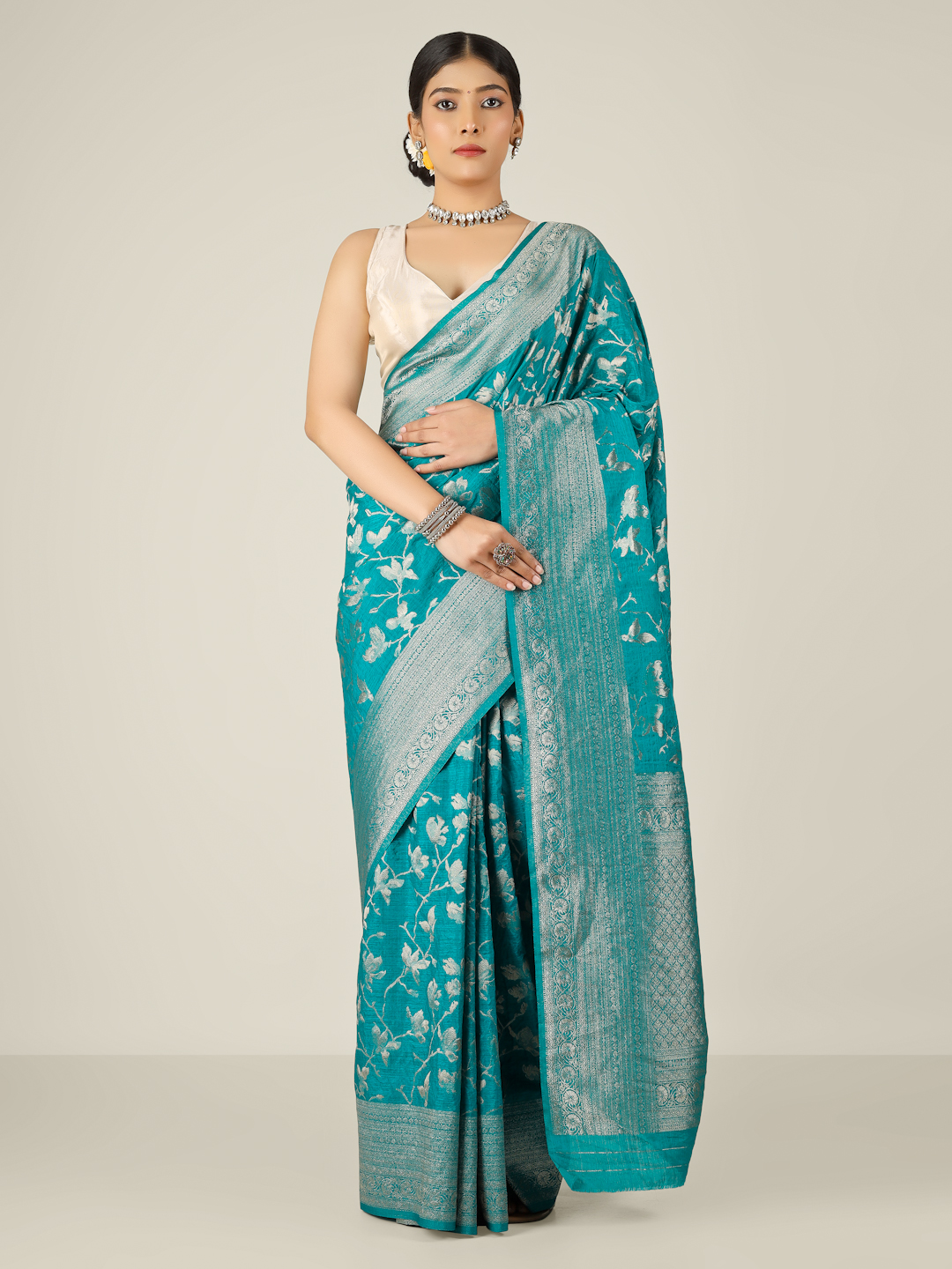 Blue Zari Banarasi silk saree