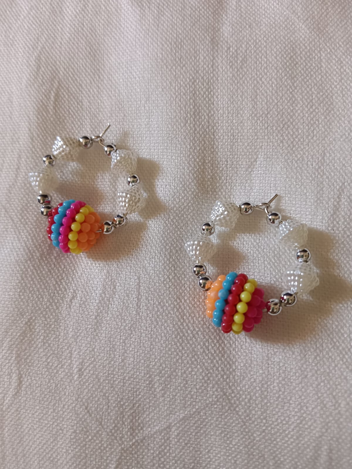 Boho Candy-Stripe Beaded Statement Hoops