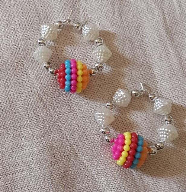 Boho Candy-Stripe Beaded Statement Hoops