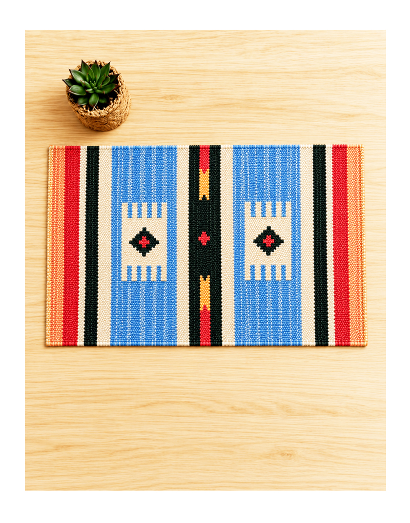 Craftinence Sunshine Table Mats-13x17 Inches- Set of 4-Fringeless Cotton Table Mats