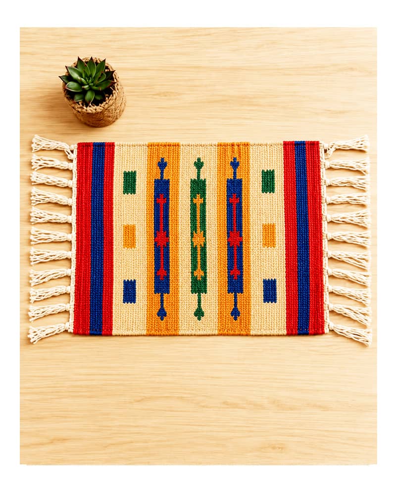 Craftinence Vivid Table Mats-13x17 Inches- Set of 4- With Fringe Cotton Table Mats