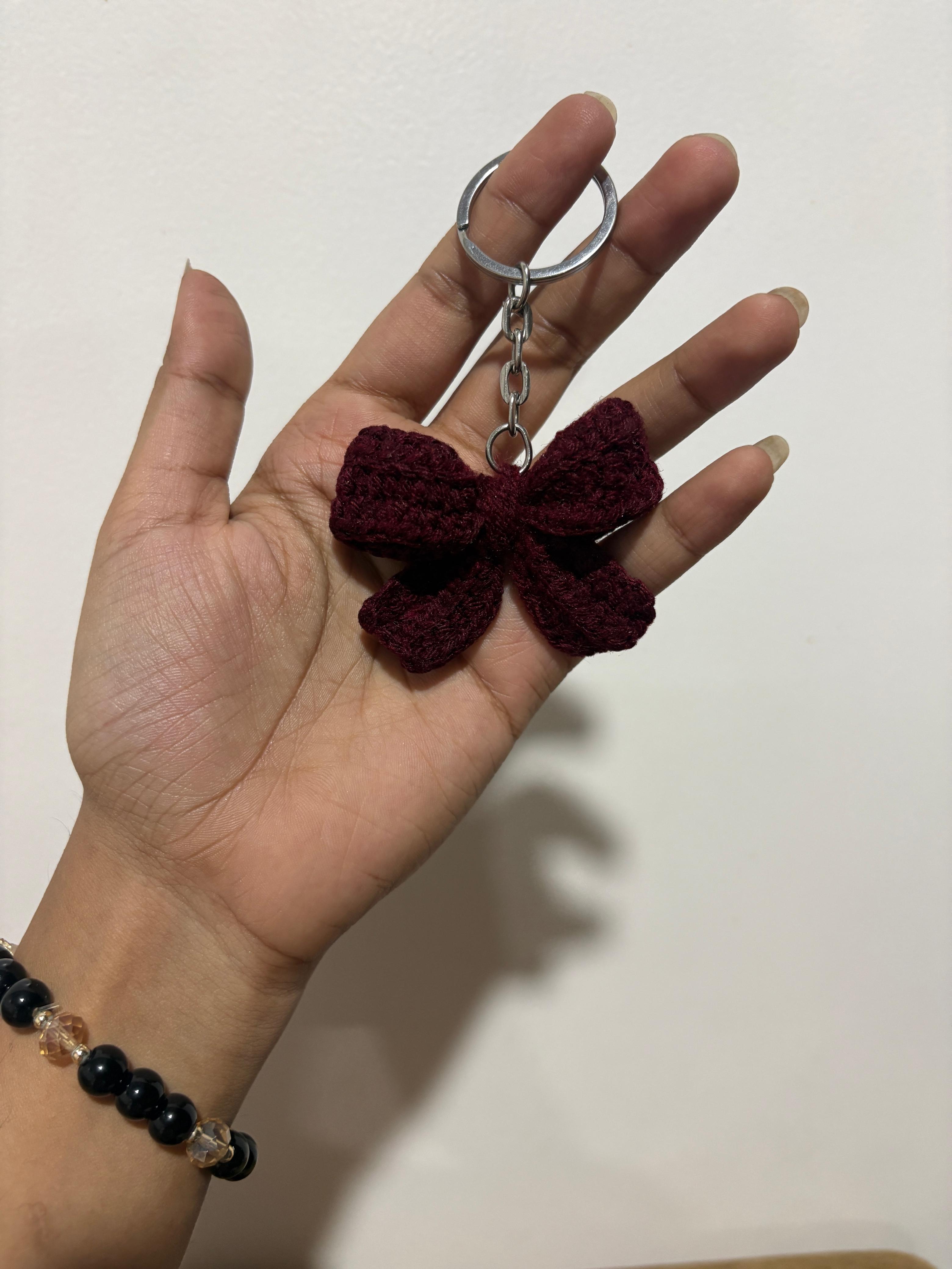 Crochet Bow Keychain | Handmade Cute Bag Charm | Custom Colour Options
