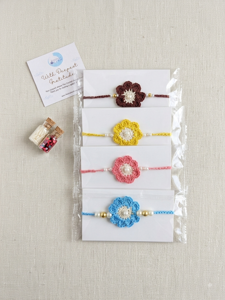 Crochet kids flower Rakhi