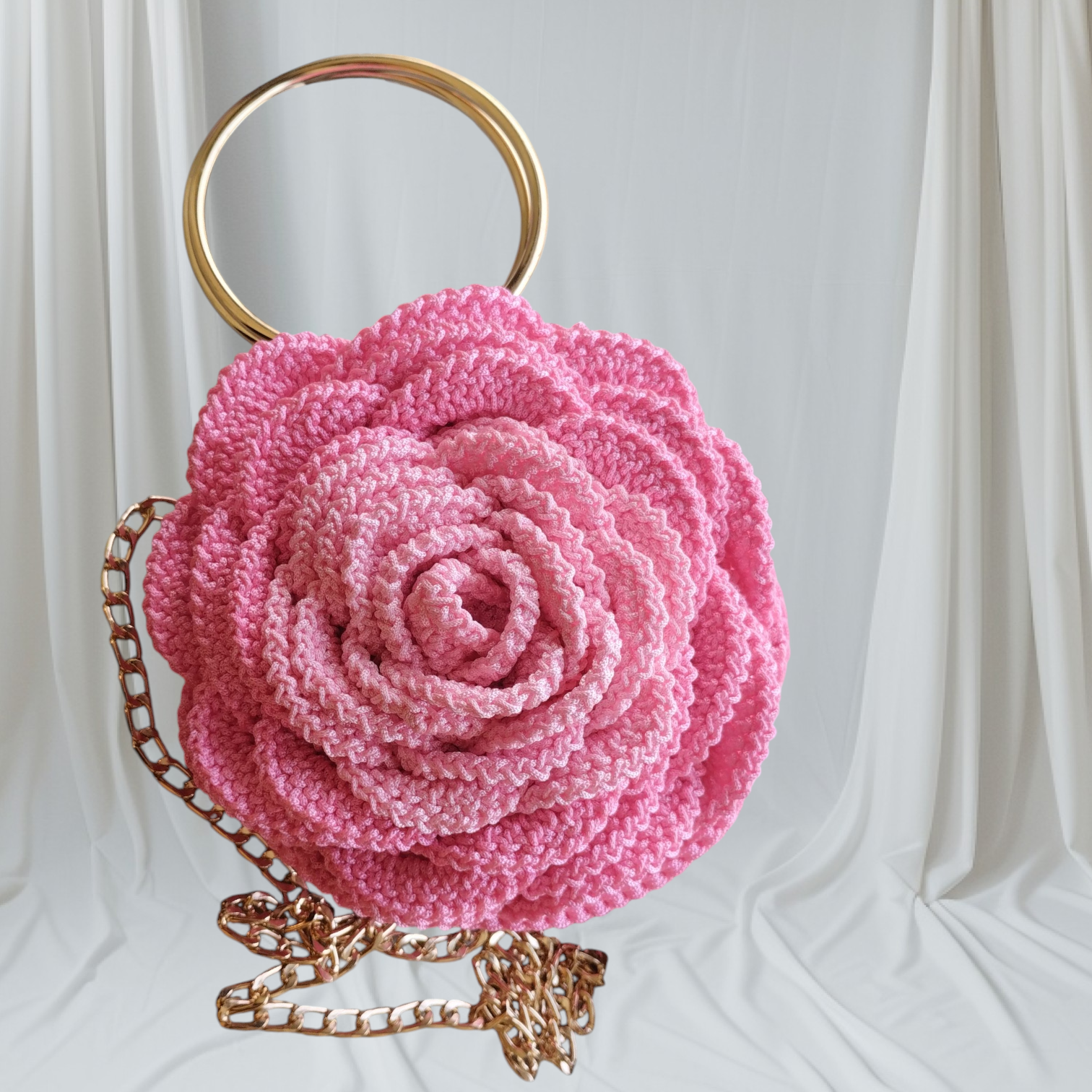 Handmade Crochet Rose Bag for Women | Floral Crochet Shoulder Bag