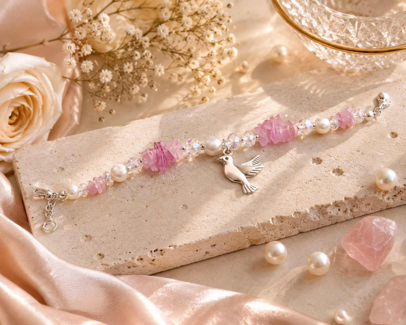 Crystal Beads & Pearl Bracelet
