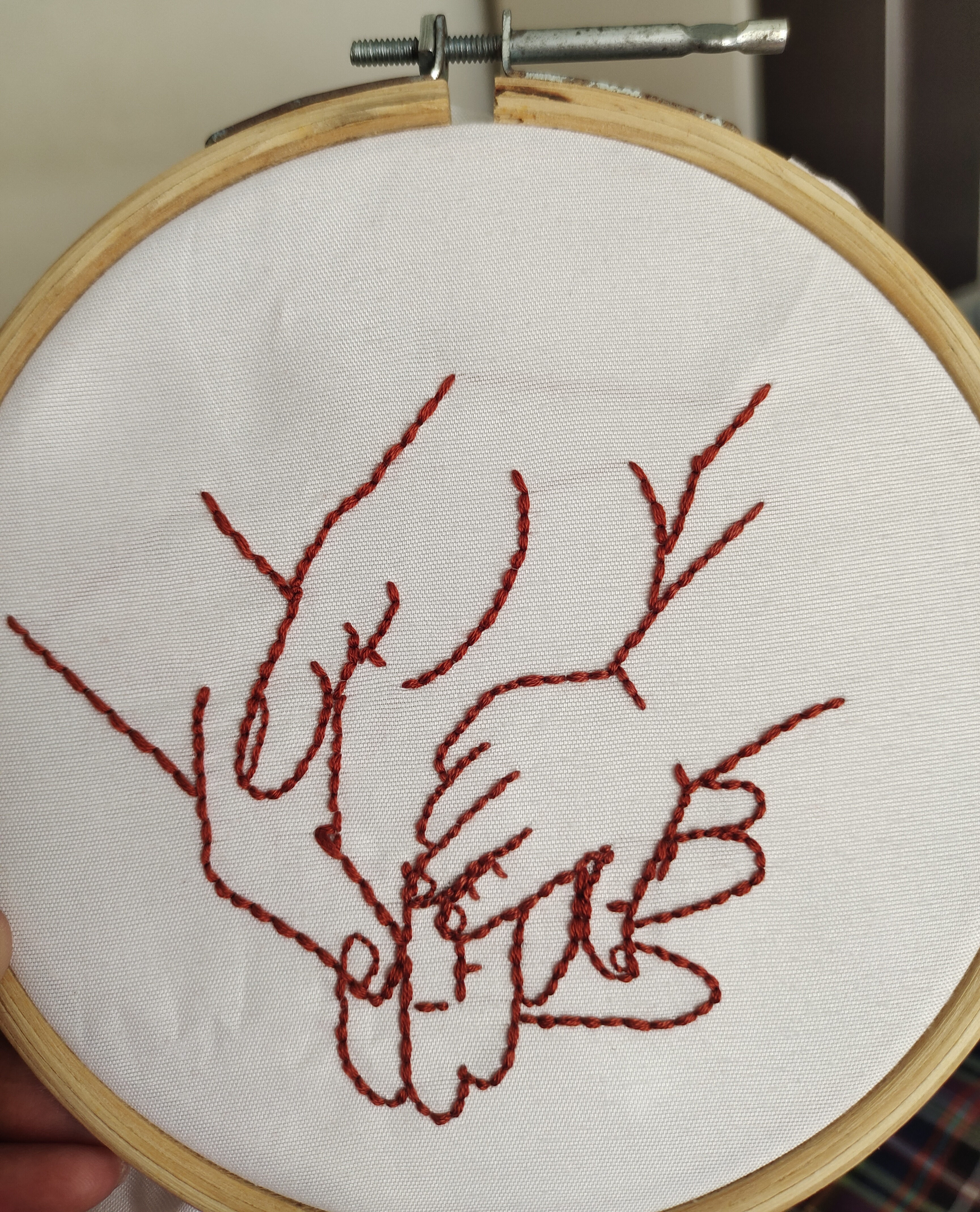 Custom Family of 3 Hand-Embroidered Hoop | Newborn Baby Gift | Minimalist Line Art Hands Decor