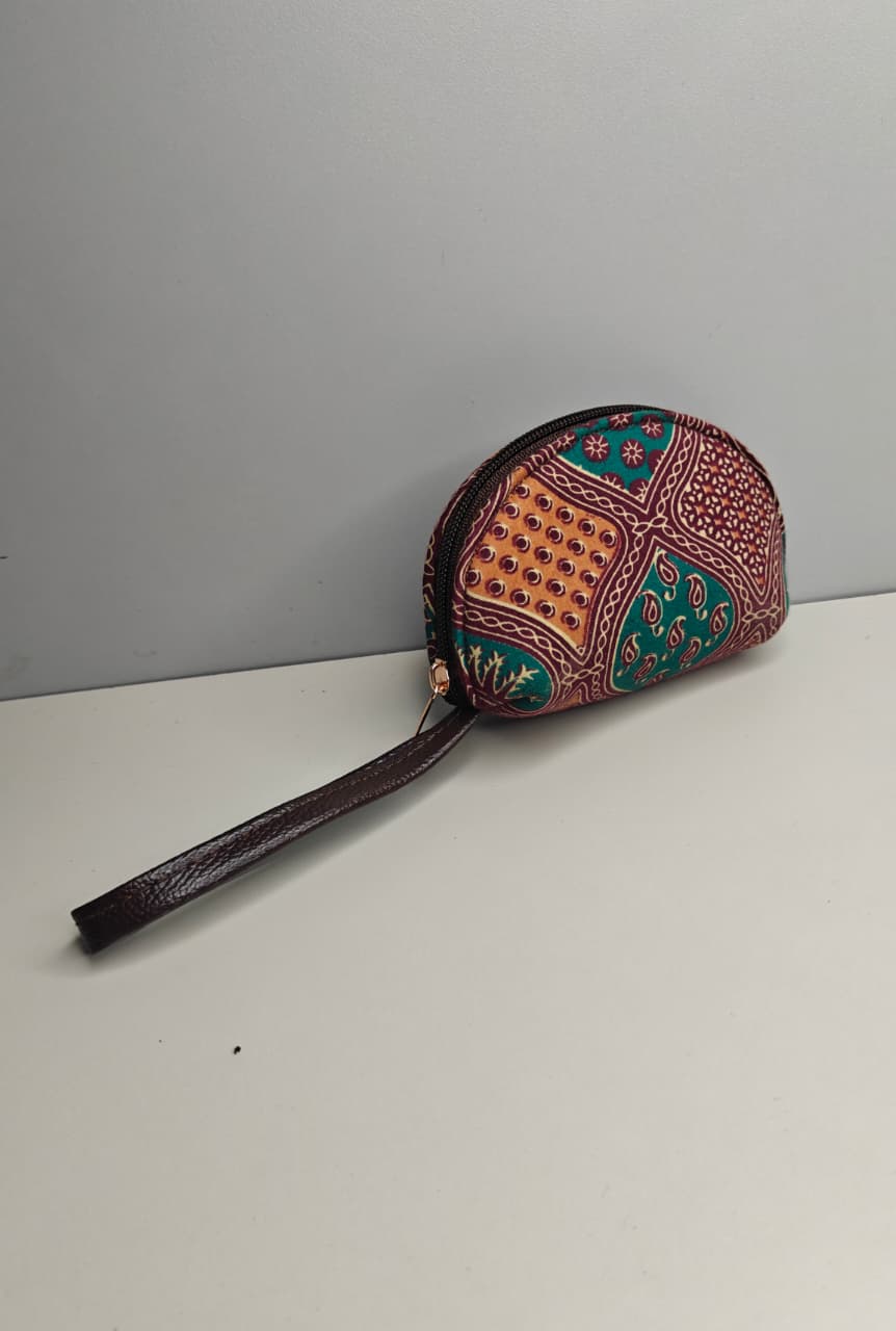 D-Shape Hand Block Printed Coin Pouch