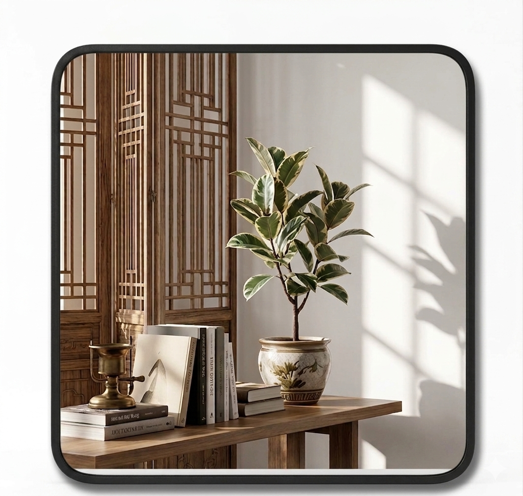 Ellehome Minimalist Square Wall Mirror Black