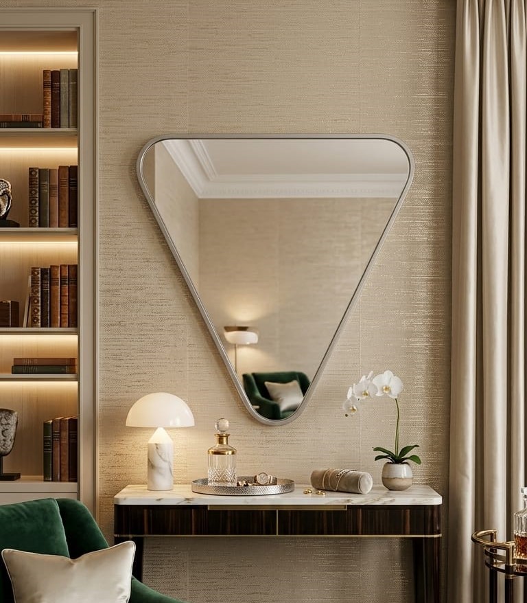 Ellehome Modern Triangle Vanity Mirror Silver