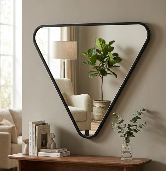 Ellehome Modern Triangle Wall Mirror Black