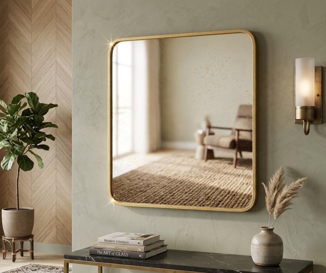 Ellehome Modern Square Vanity Mirror Gold