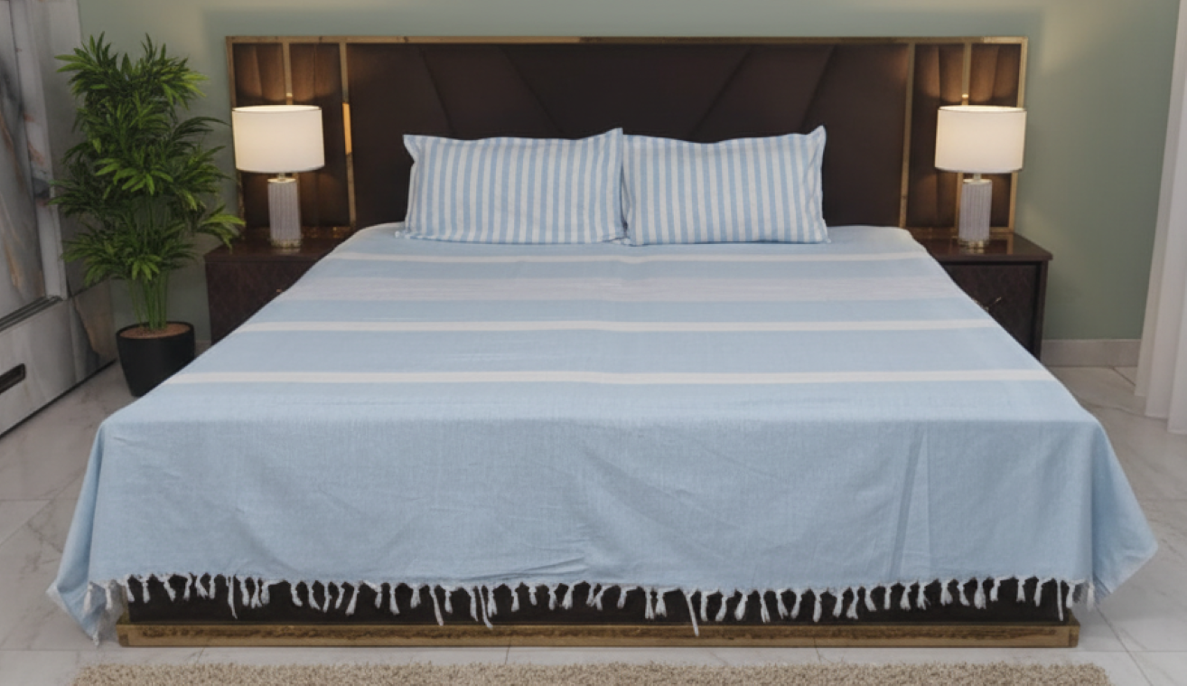 Dhaga Vishwas Ka Handloom Double Bed Sheet with Pillow Covers