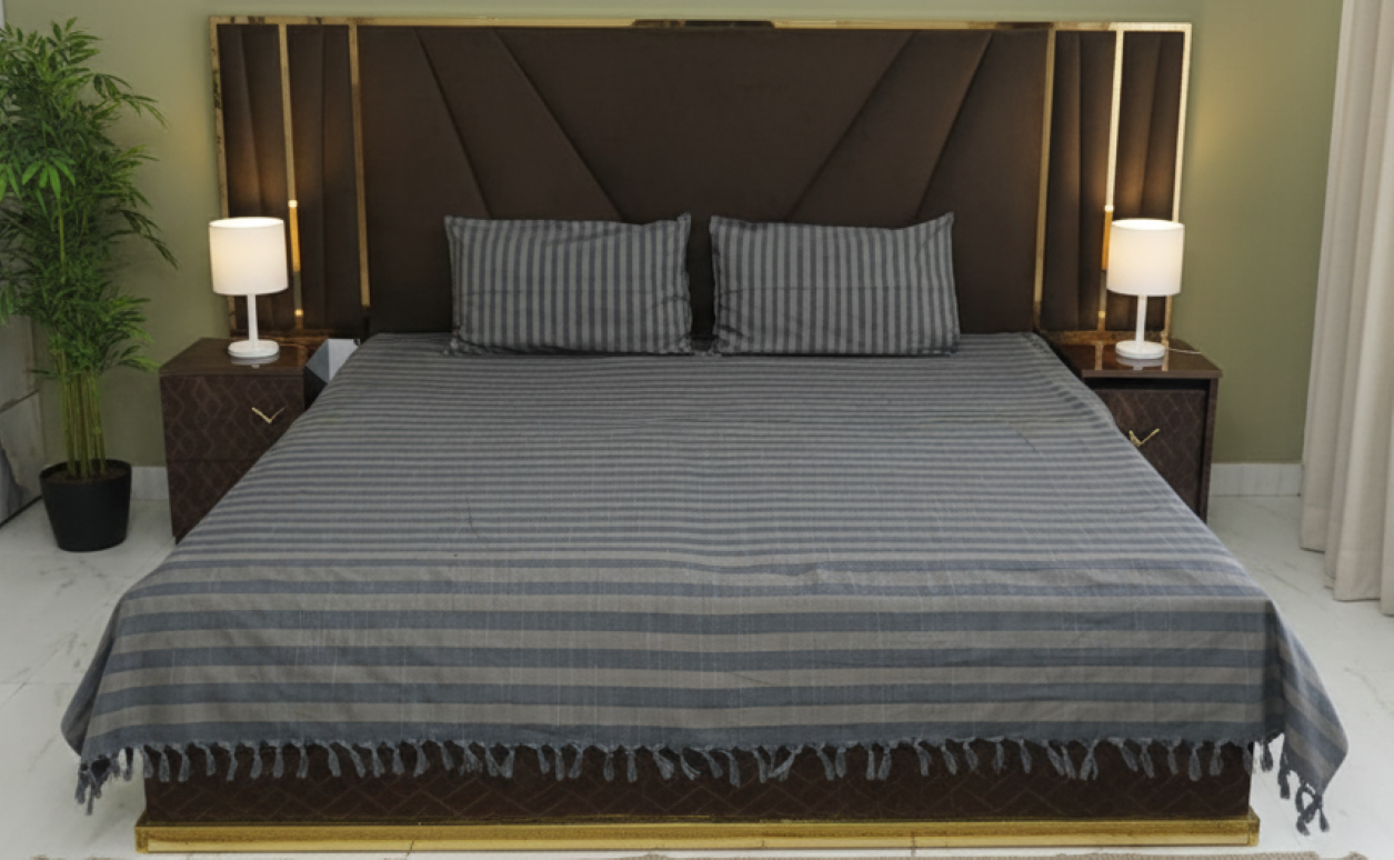 Dhaga Vishwas Ka Handloom Double Bed Sheet with Pillow Covers