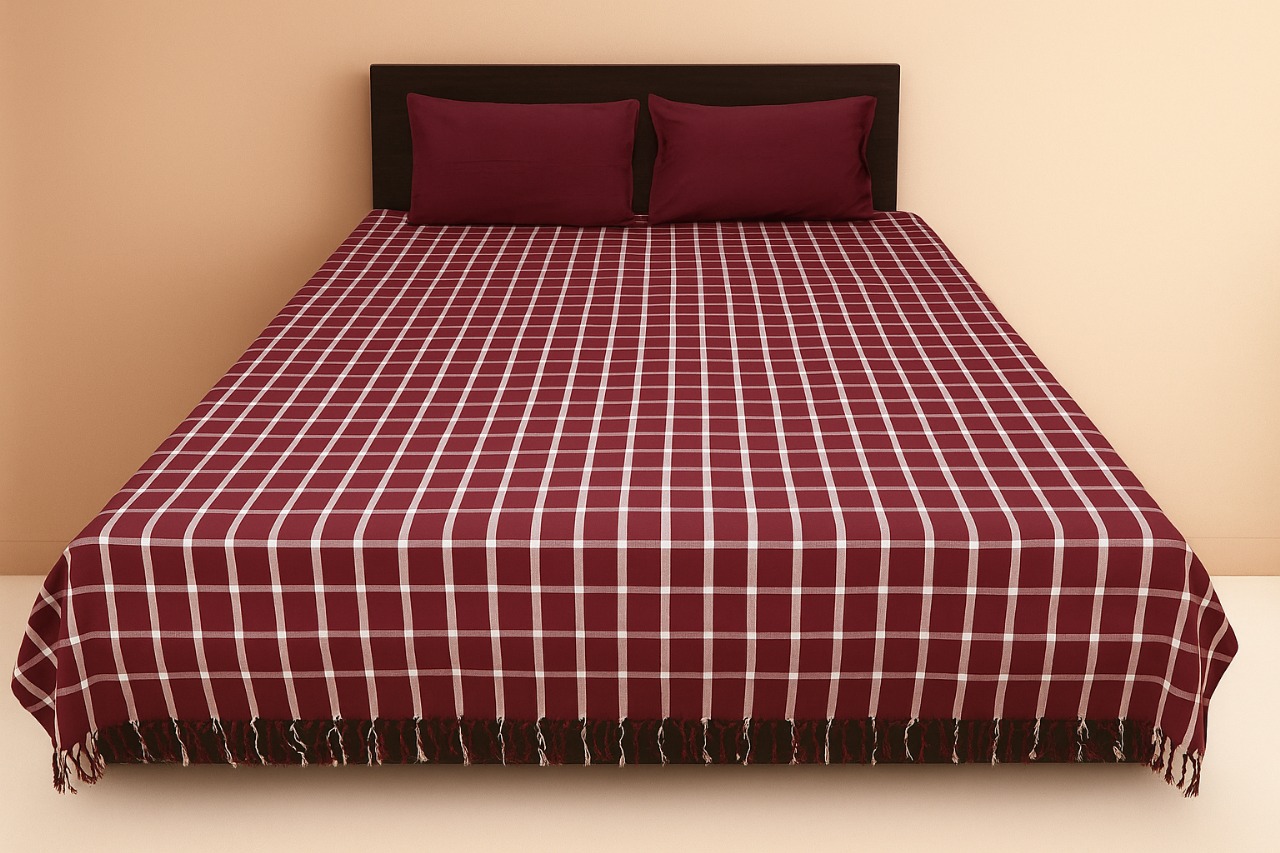 Dhaga Vishwas Ka Handloom Double Bed Sheet with Pillow Covers