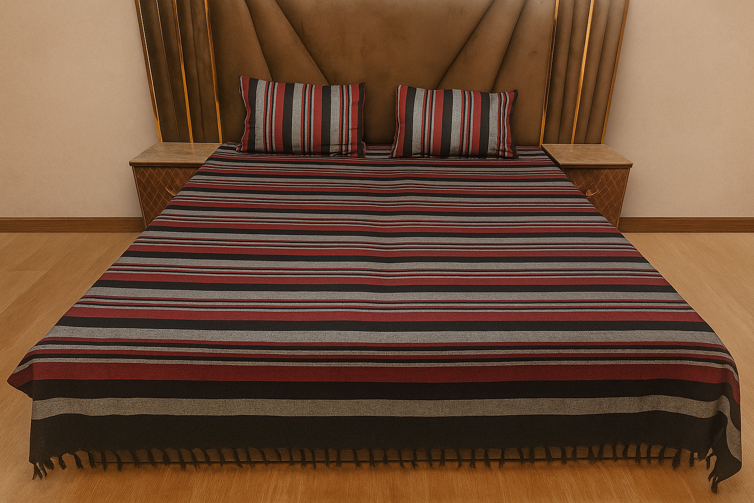 Dhaga Vishwas Ka Handloom Double Bed Sheet with Pillow Covers