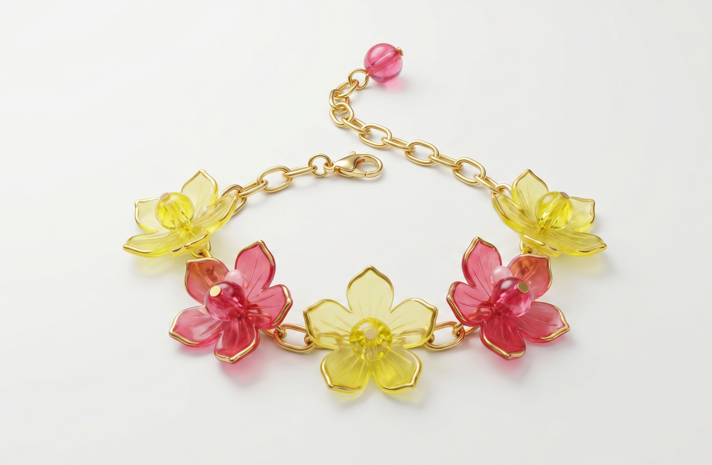 🌸 Dreamy Bloom Five-Flower Bracelet 🌸(Red & Yellow)