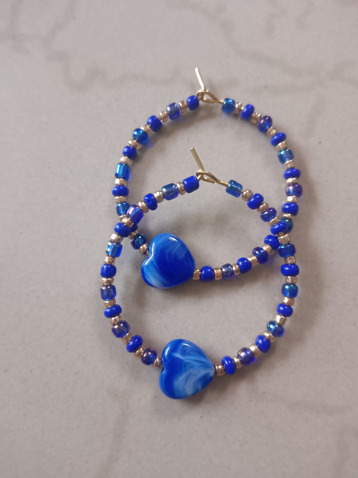 Dreamy Color-Pop Beaded Heart Hoop Earrings