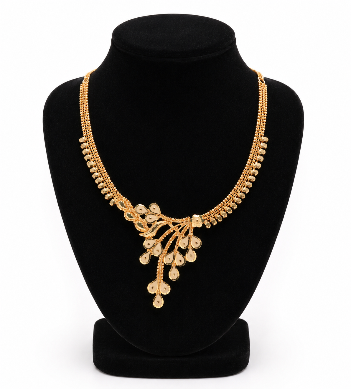 Elegant Gold-Plated Floral & Leaf Design Necklace for Women