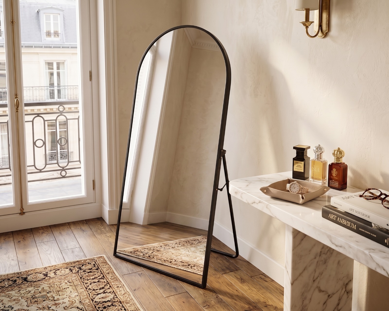Ellehome Arched Full Length Stand Mirror Black
