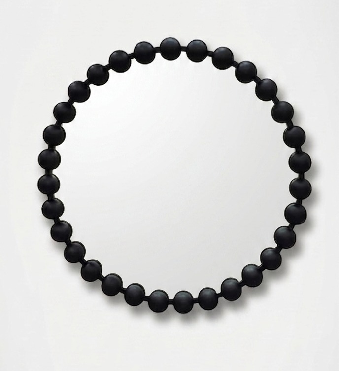 Ellehome Round Pearl Bead Mirror Black