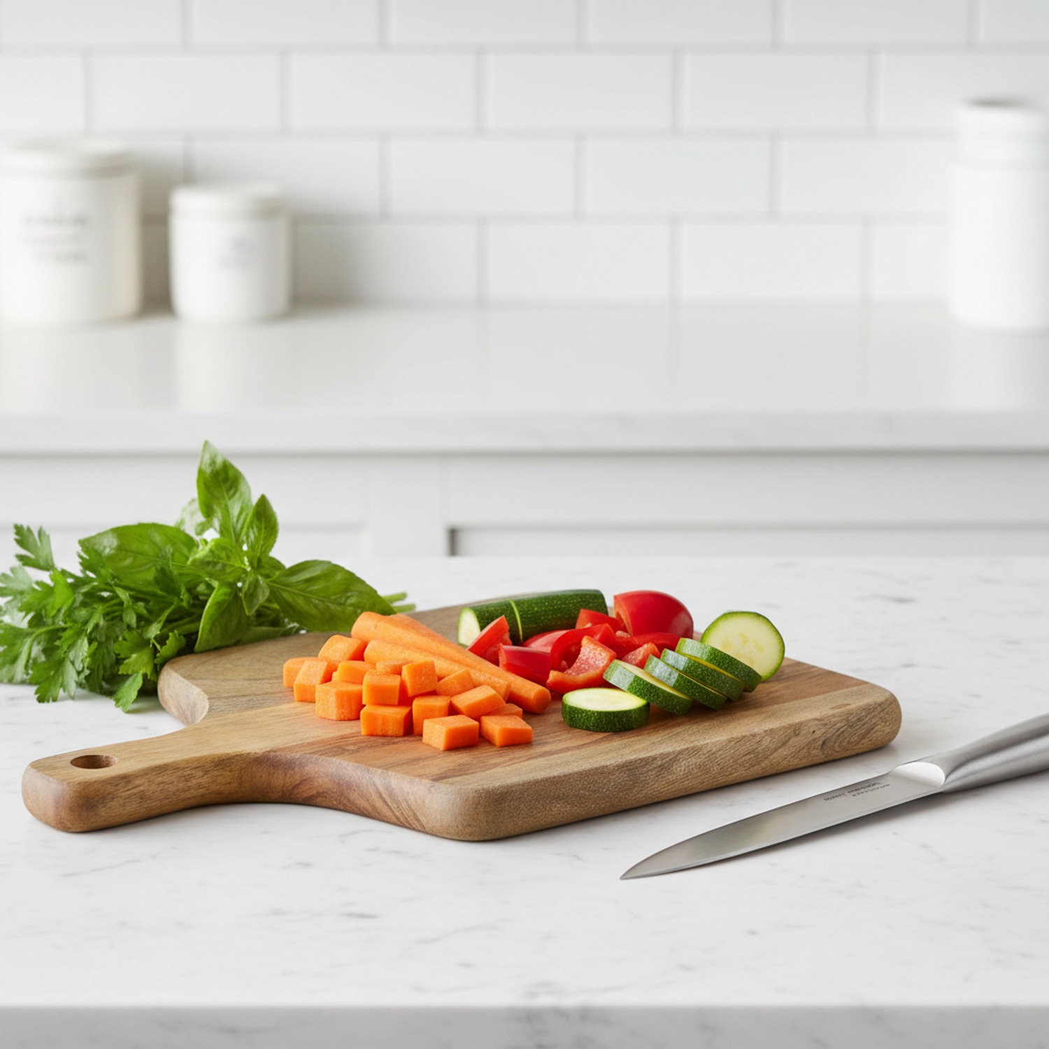 Square Wooden Chopping Board with Collection Tray | Natural Mango Wood Cutting & Serving Board for Fruits, Vegetables & Cheese | ElleHome