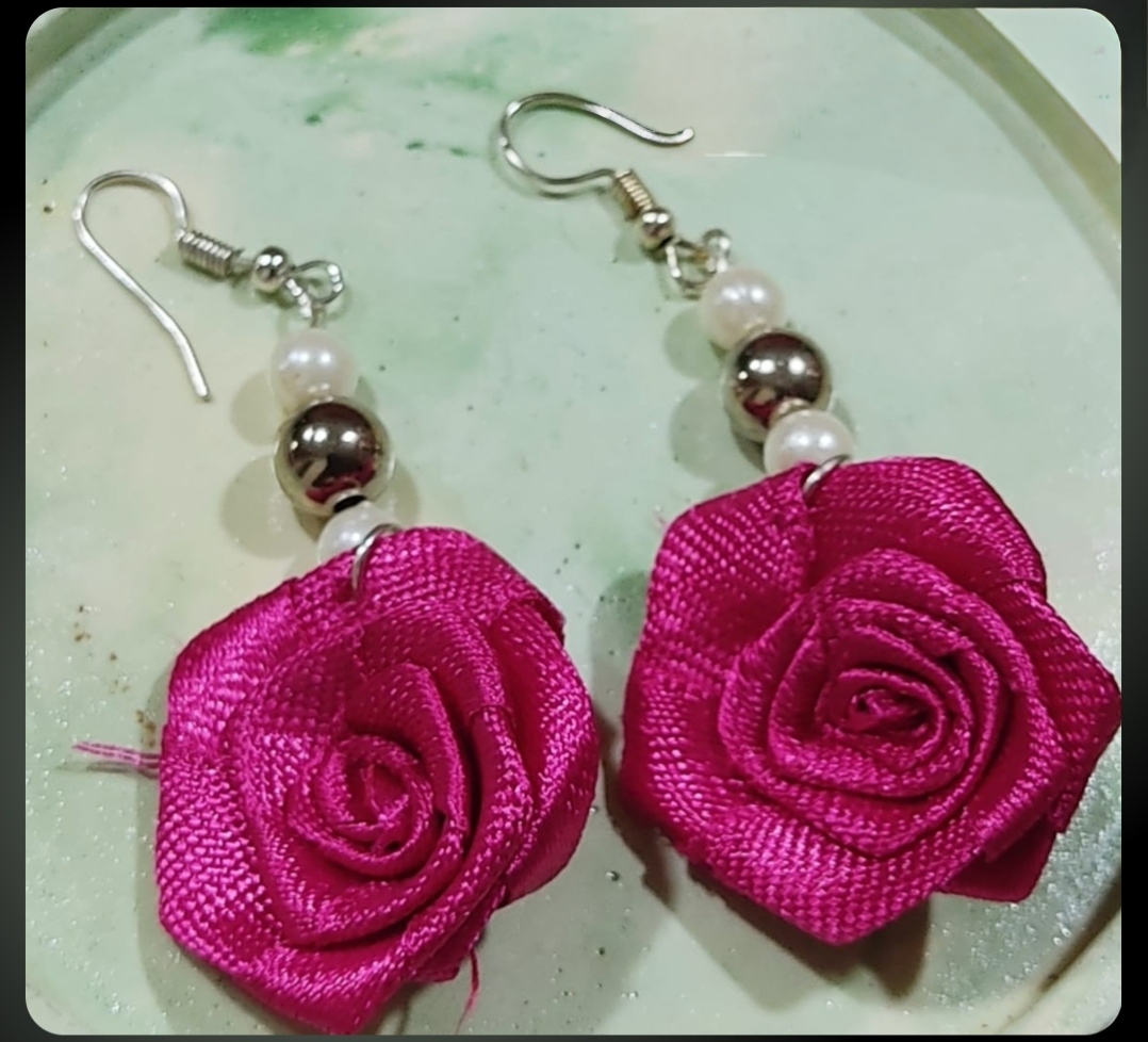Floral Satin Rose Earrings