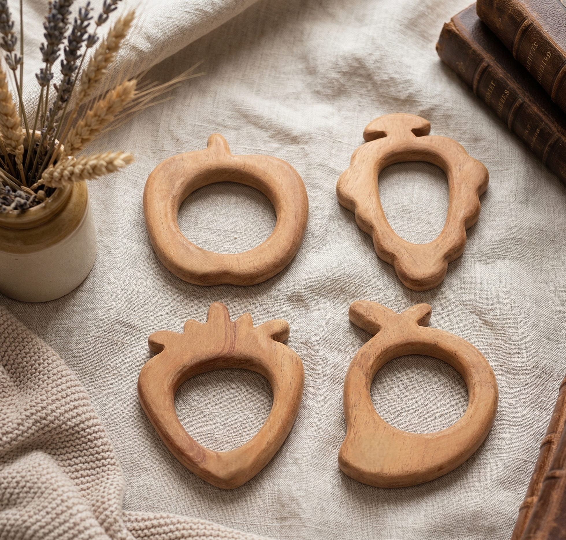 Fruit Shaped Wooden Teether set of 4