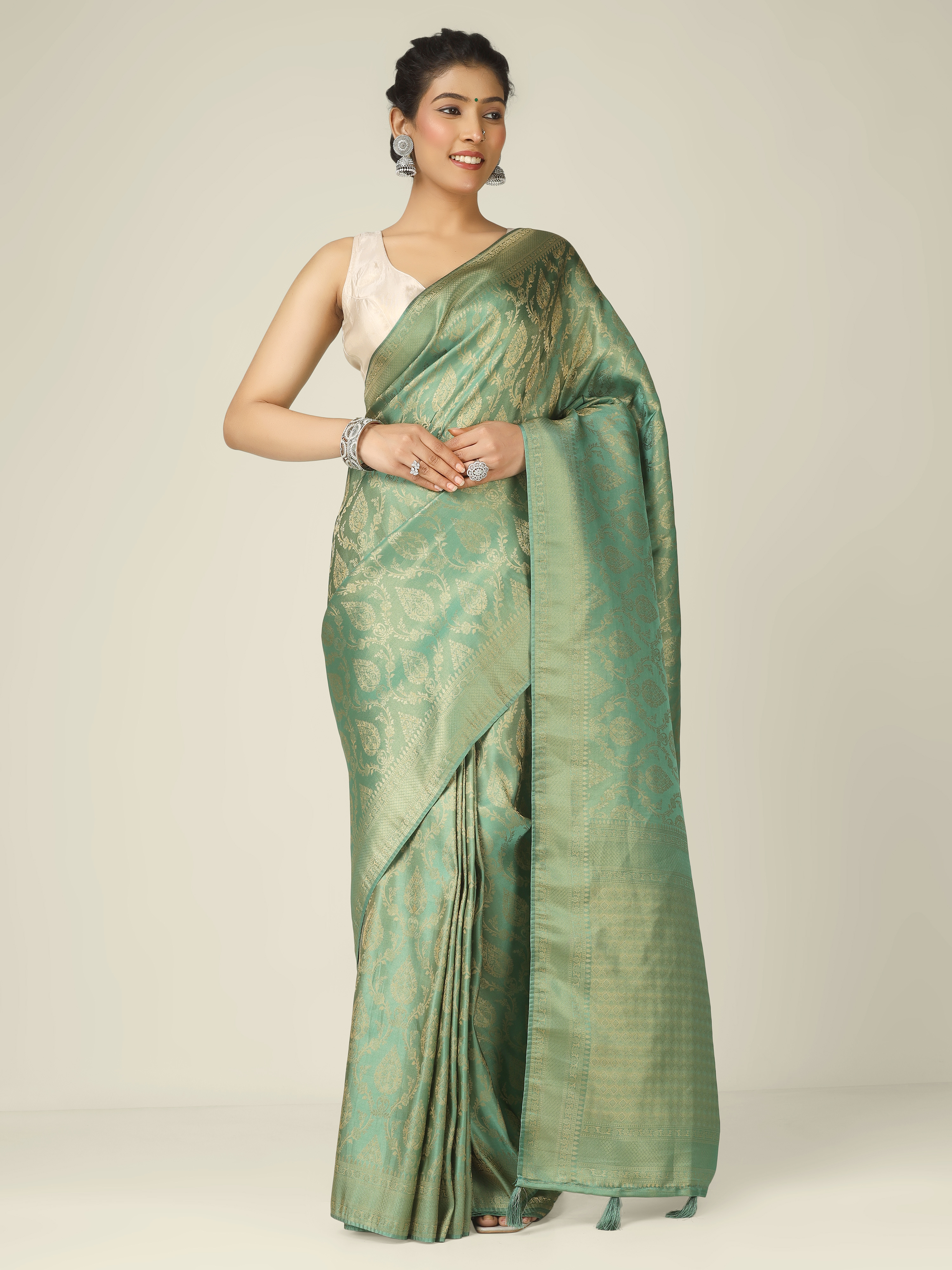 Green Jaal silk zari woven saree