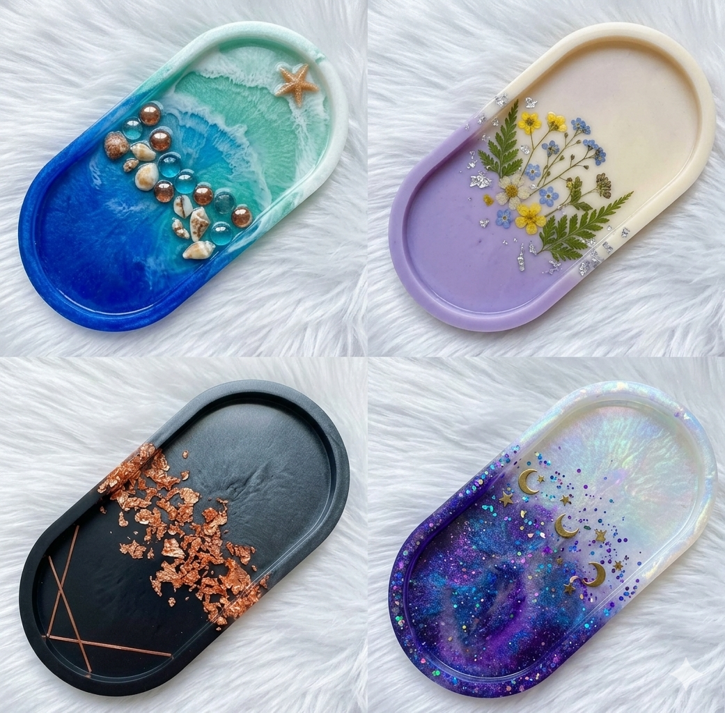 Handcrafted Botanical Vanity Tray with Gold Leaf