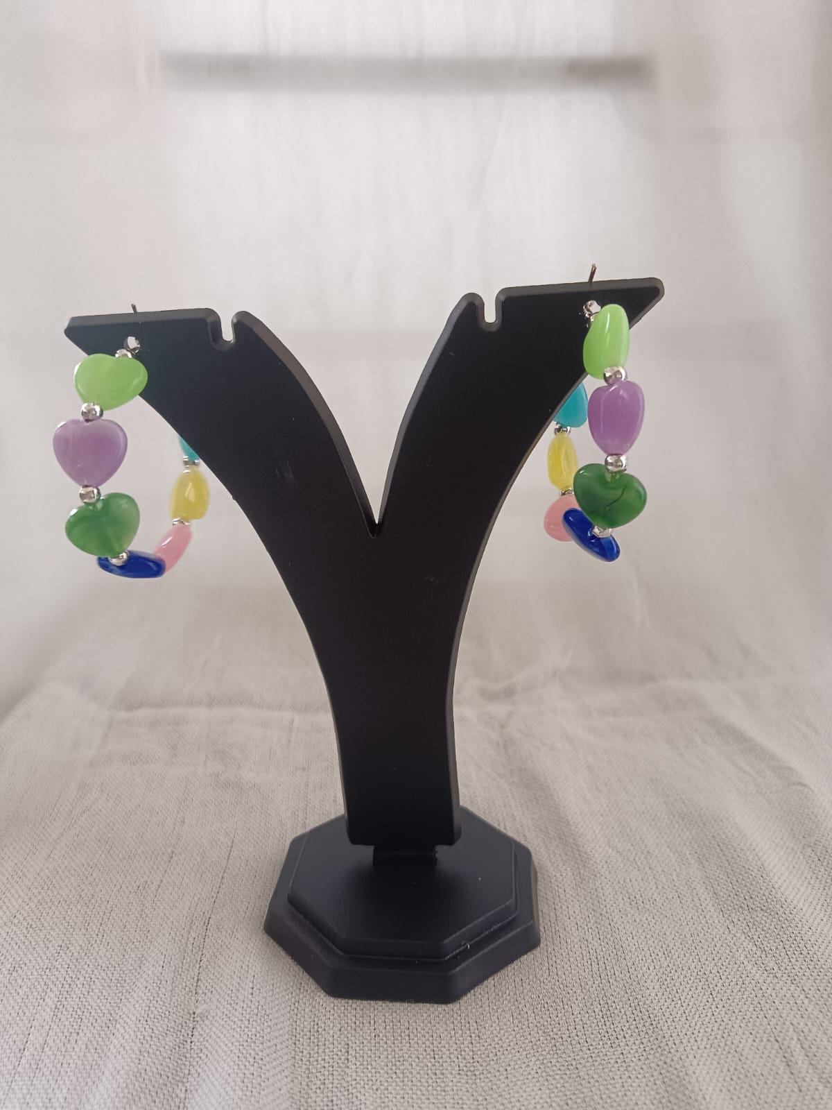Handcrafted Color-Pop Candy Heart Statement Hoops